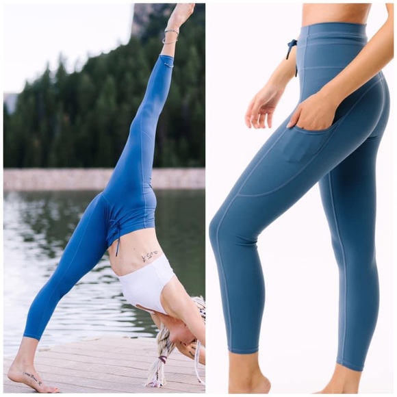 SOLD❌Calm Blue Pocket Drawstring Luxe leggings 7/8 - Picture 2 of 7